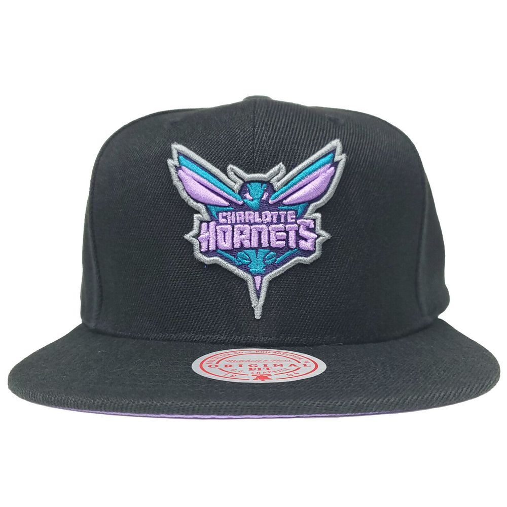 Charlotte Hornets Mitchell & Ness NBA‎ Snapback Hat Cap 3D Logo Black NWT